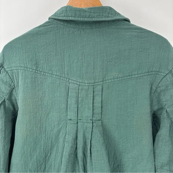 Free People Thalia Mini Shirtdress S Pullover Jacket Button Oversized Teal Boho - Picture 11 of 16